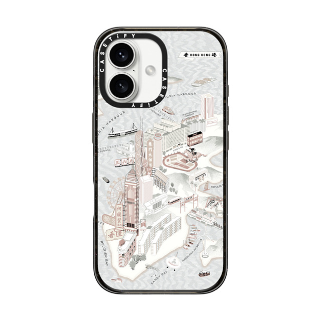 Don Mak x CASETiFY iPhone 16 ケース ブラック インパクトケース MagSafe対応 Map of Hong Kong