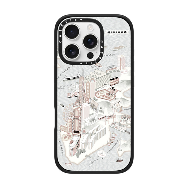 Don Mak x CASETiFY iPhone 16 Pro ケース マットブラック インパクトケース MagSafe対応 Map of Hong Kong