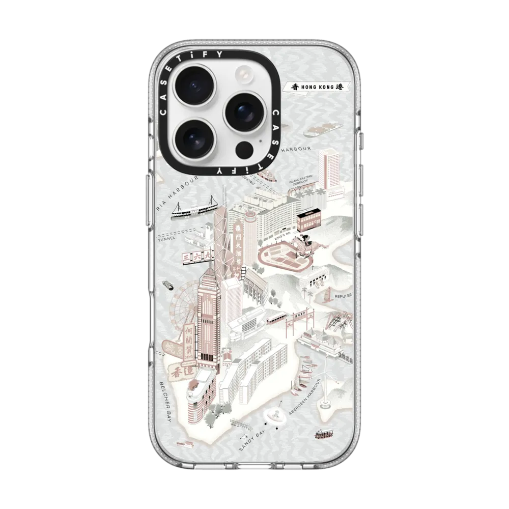 Clear iPhone 16 Pro Case MagSafe Compatible - Map of Hong Kong