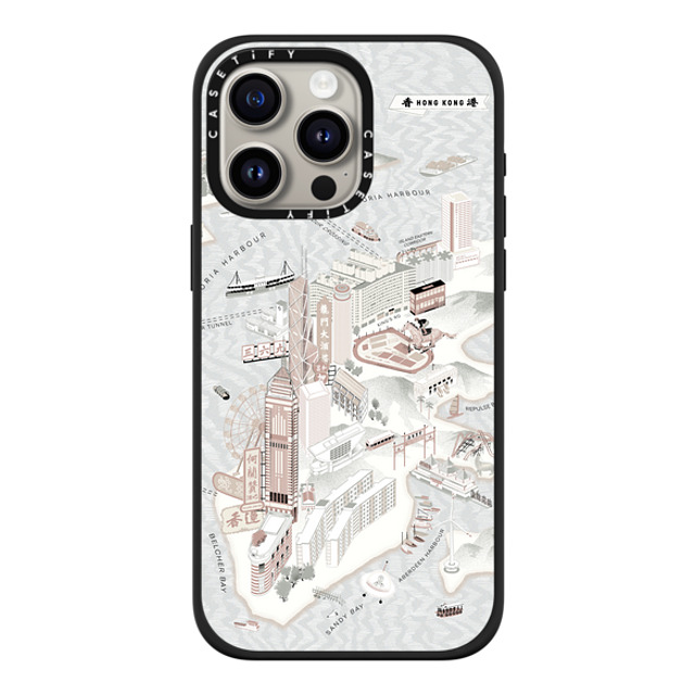 Don Mak x CASETiFY iPhone 15 Pro Max ケース マットブラック インパクトケース MagSafe対応 Map of Hong Kong