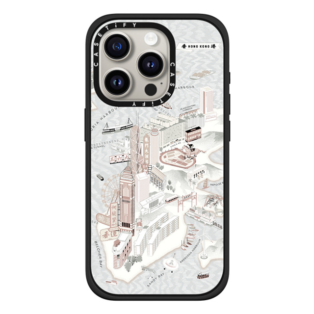 Don Mak x CASETiFY iPhone 15 Pro ケース マットブラック インパクトケース MagSafe対応 Map of Hong Kong