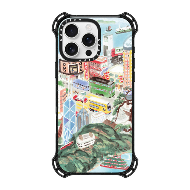 Don Mak x CASETiFY iPhone 16 Pro Max ケース ブラック バウンスケース Hong Kong Island