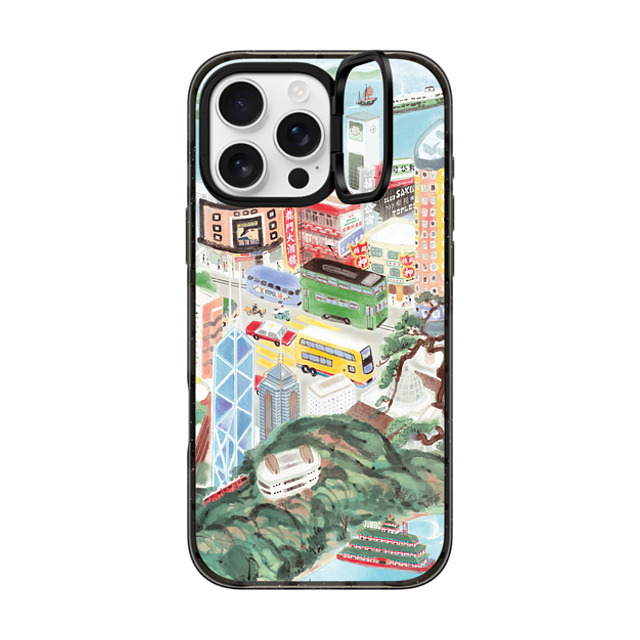 Don Mak x CASETiFY iPhone 16 Pro Max ケース ブラック インパクトリングスタンドケース MagSafe対応 Hong Kong Island