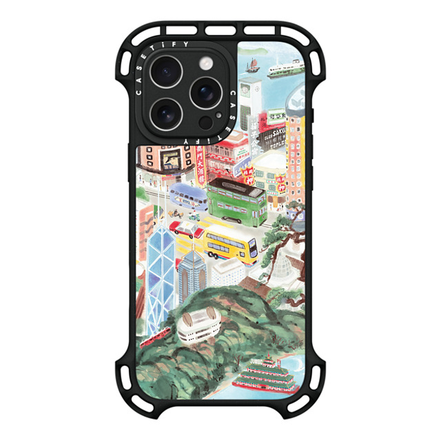 Don Mak x CASETiFY iPhone 16 Pro Max ケース ブラック ウルトラ バウンスケース MagSafe対応 Hong Kong Island