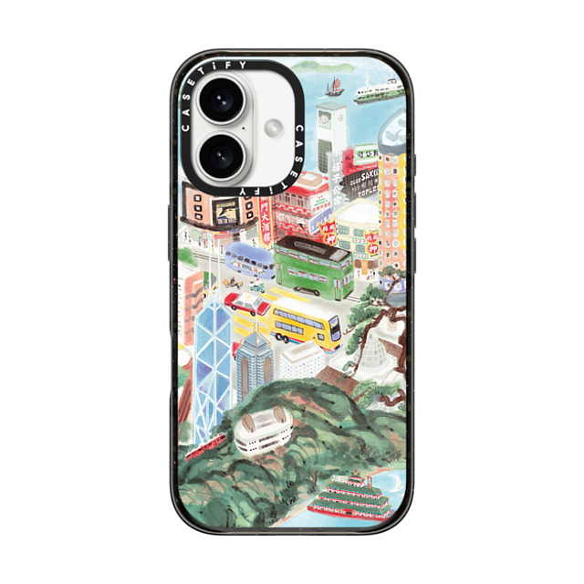 Don Mak x CASETiFY iPhone 16 ケース ブラック インパクトケース MagSafe対応 Hong Kong Island