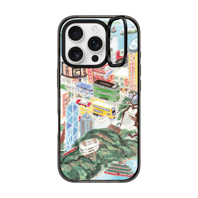 Don Mak x CASETiFY iPhone 16 Pro ケース ブラック インパクトリングスタンドケース MagSafe対応 Hong Kong Island