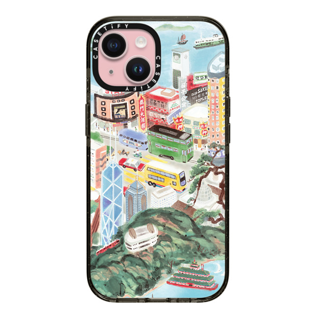 Don Mak x CASETiFY iPhone 15 ケース ブラック インパクトケース Hong Kong Island