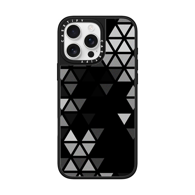 Tobe Fonseca x CASETiFY iPhone 16 Pro Max ケース Silver on Black ミラーケース MagSafe対応 Geometric Fractal Triangles Black Noir Back to School Tobe Fonseca x CASETiFY iPhone 16 Pro Max ケース Silver on Black ミラーケース MagSafe対応 Geometric Fractal Triangles Black Noir Back to School