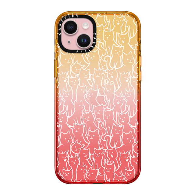 Tobe Fonseca x CASETiFY iPhone 15 Plus Case Peach Haze Impact Case Lots of Cats Pattern Tobe Fonseca x CASETiFY iPhone 15 Plus Case Peach Haze Impact Case Lots of Cats Pattern