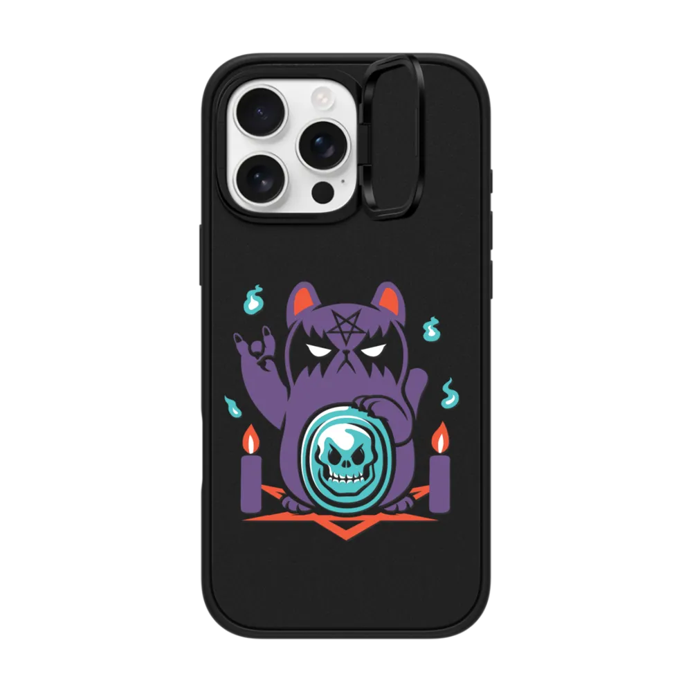 Impact Ring Stand iPhone 16 Pro Max Case MagSafe Compatible - Bad Luck Satanic Cat Manekineko