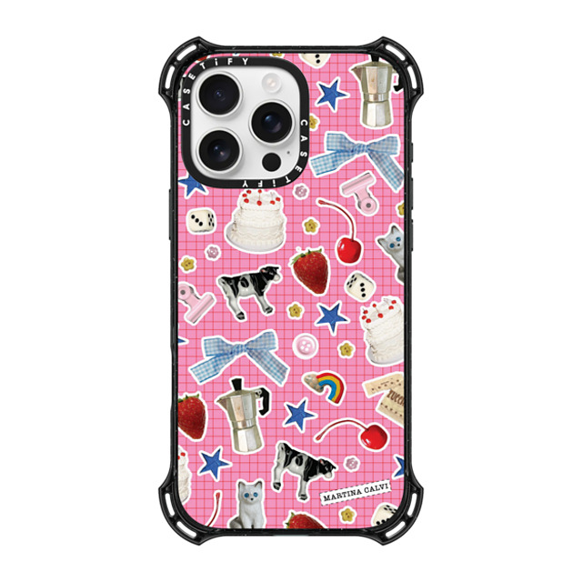 Martina Martian x CASETiFY iPhone 16 Pro Max ケース ブラック バウンスケース Trinket Stickers - Pink
