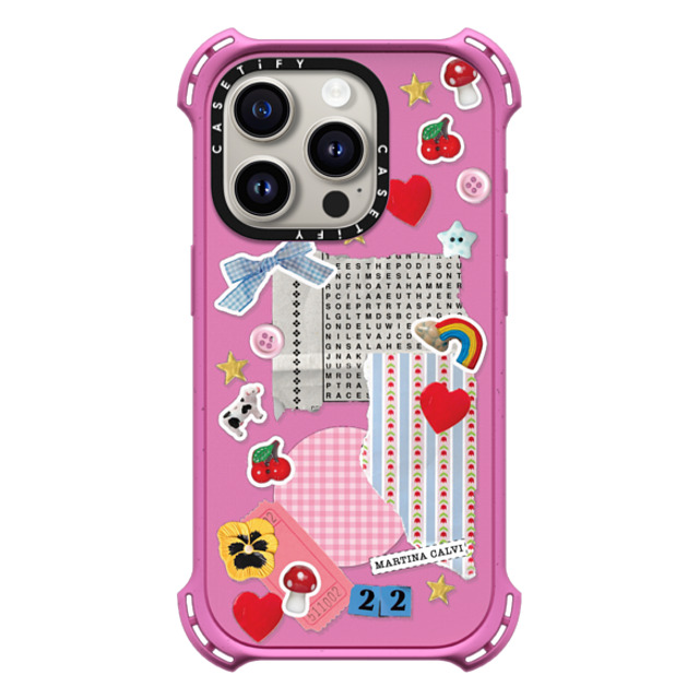 Martina Martian x CASETiFY iPhone 15 Pro ケース Matte Pink バウンスケース Crafty Mess