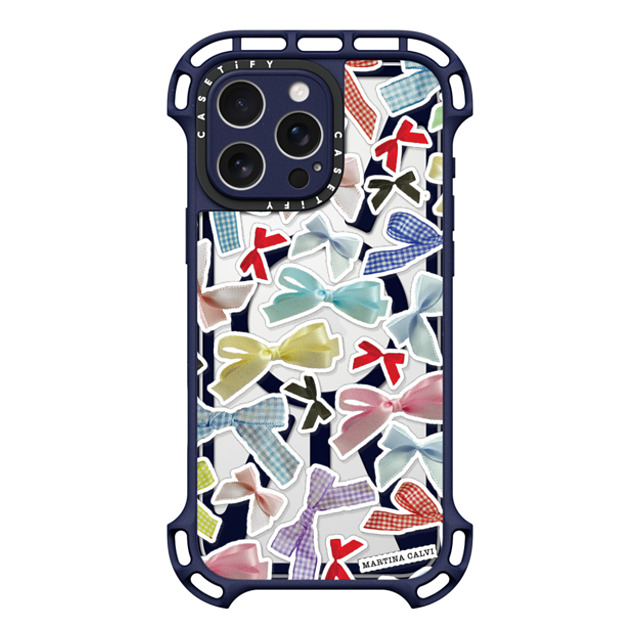 Martina Martian x CASETiFY iPhone 16 Pro Max ケース インディゴ ウルトラ バウンスケース MagSafe対応 Bow Stickers