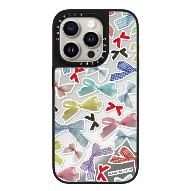 Martina Martian x CASETiFY iPhone 15 Pro Case Silver on Black ミラーケース MagSafe対応 Bow Stickers Martina Martian x CASETiFY iPhone 15 Pro Case Silver on Black ミラーケース MagSafe対応 Bow Stickers