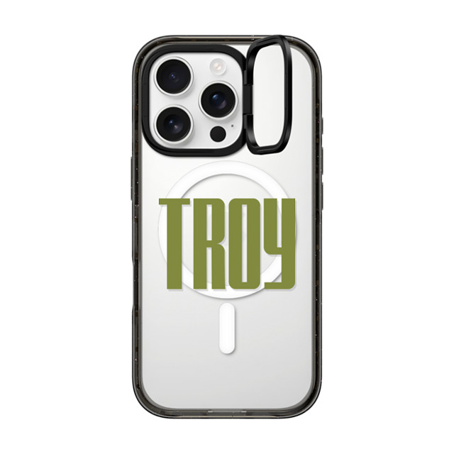 CASETiFY iPhone 16 Pro ケース ブラック インパクトリングスタンドケース MagSafe対応 Custom Case - Troy