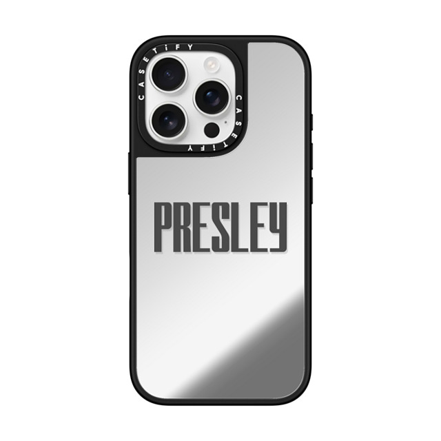 CASETiFY iPhone 16 Pro ケース Silver on Black ミラーケース MagSafe対応 Custom Case - Presley