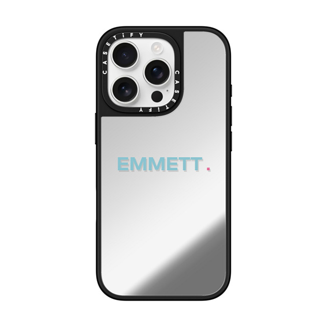 CASETiFY iPhone 16 Pro ケース Silver on Black ミラーケース MagSafe対応 Custom Case - Emmett.