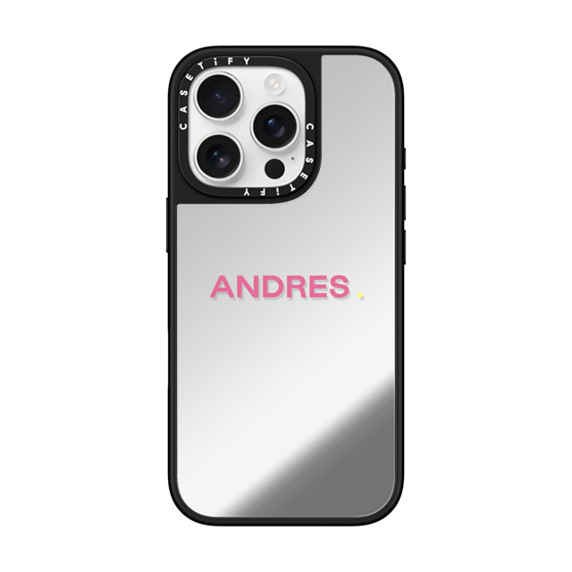 CASETiFY iPhone 16 Pro ケース Silver on Black ミラーケース MagSafe対応 Custom Case - Andres.