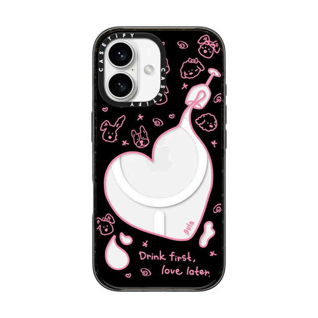 CASETiFY iPhone 16 ケース ブラック インパクトケース MagSafe対応 drink first gula