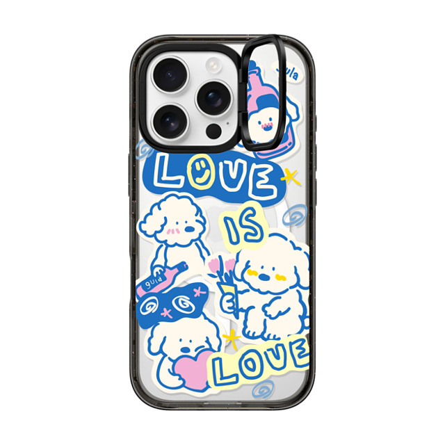 CASETiFY iPhone 16 Pro ケース ブラック インパクトリングスタンドケース MagSafe対応 love is love gula