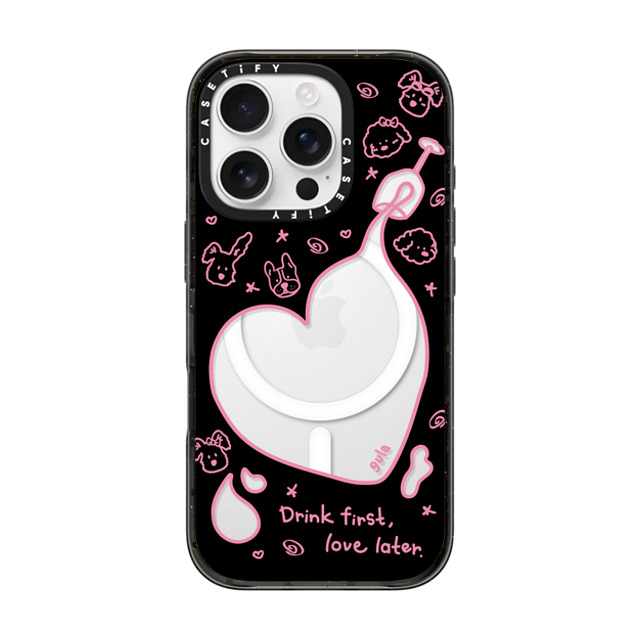 CASETiFY iPhone 16 Pro ケース ブラック インパクトケース MagSafe対応 drink first gula