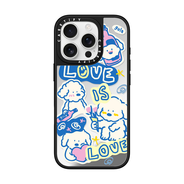 CASETiFY iPhone 16 Pro ケース Silver on Black ミラーケース MagSafe対応 love is love gula