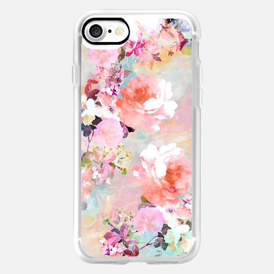 Romantic Pink Teal Pastel Chic Floral Pattern by Girly Trend iPhone 7 ...