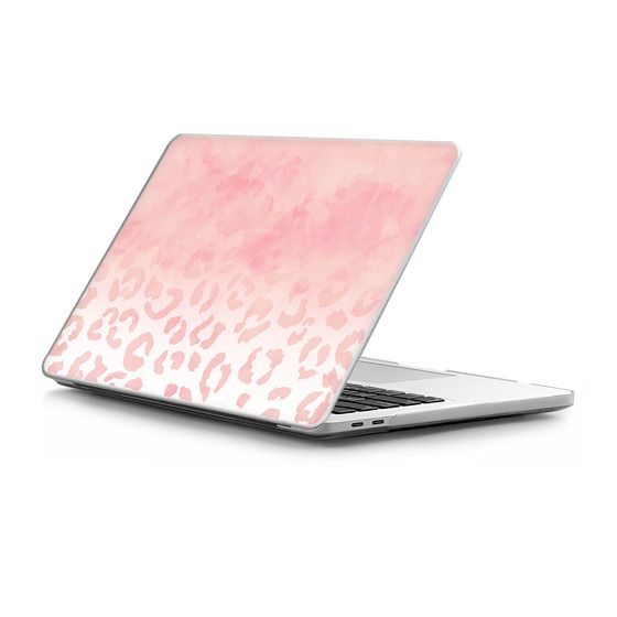 Modern Blush Pink Rose Gold Ombre Watercolor Leopard Pattern By