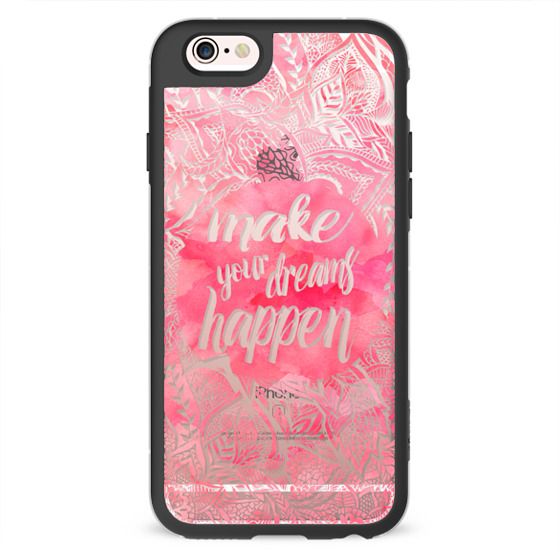 Modern make your dreams happen pink watercolor floral hand – CASETiFY