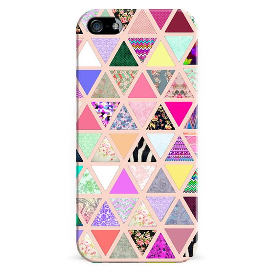 Pink Turquoise AbstrackFloral Triangles Patchwork iphone case