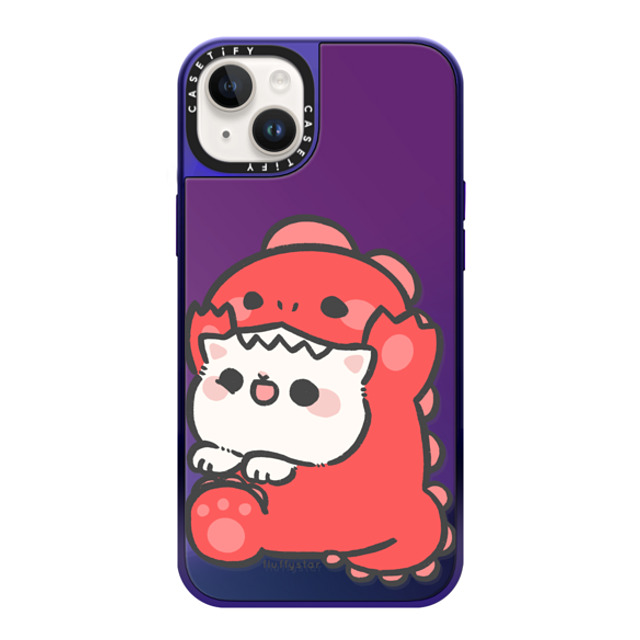 fluffystar x CASETiFY iPhone 14 Plus ケース Purple Disco on Purple ミラーケース MagSafe対応 Nini Dino