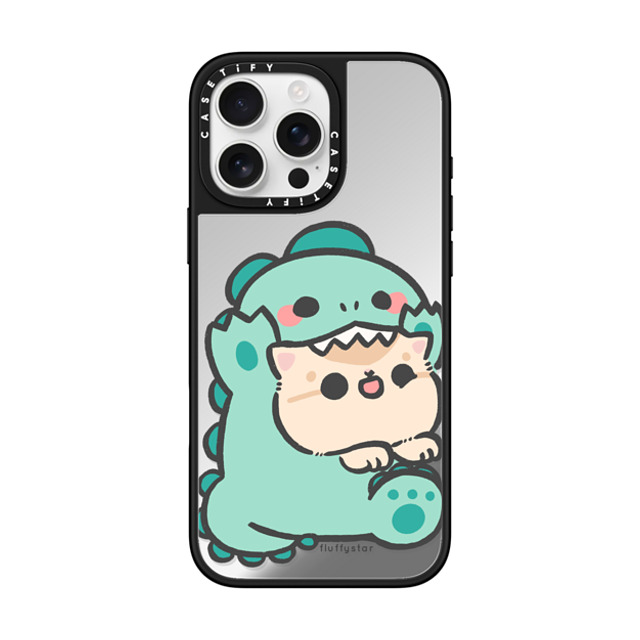 fluffystar x CASETiFY iPhone 16 Pro Max ケース Silver on Black ミラーケース MagSafe対応 Bobo Dino