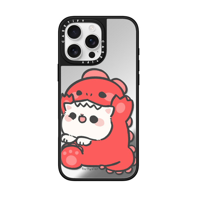 fluffystar x CASETiFY iPhone 16 Pro Max ケース Silver on Black ミラーケース MagSafe対応 Nini Dino