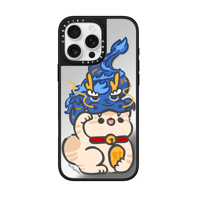 fluffystar x CASETiFY iPhone 16 Pro Max ケース Silver on Black ミラーケース MagSafe対応 Bobo in Dragon Year