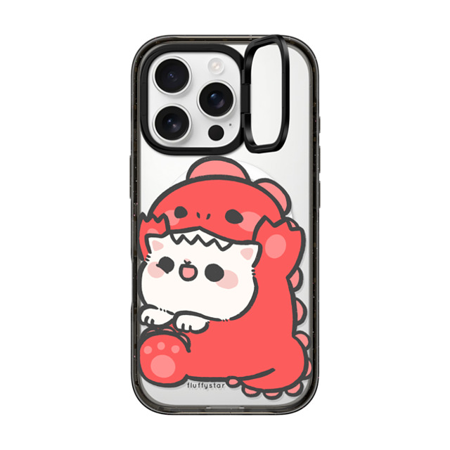 fluffystar x CASETiFY iPhone 16 Pro ケース ブラック インパクトリングスタンドケース MagSafe対応 Nini Dino