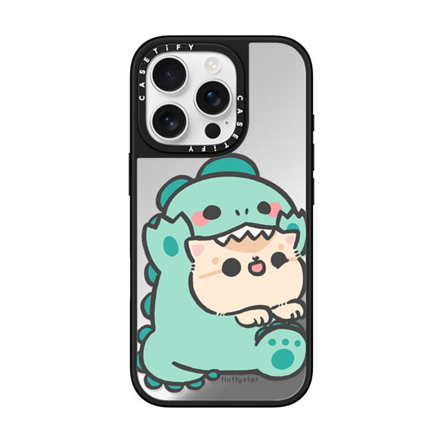 fluffystar x CASETiFY iPhone 16 Pro ケース Silver on Black ミラーケース MagSafe対応 Bobo Dino