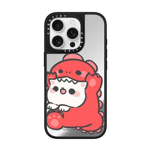 fluffystar x CASETiFY iPhone 16 Pro ケース Silver on Black ミラーケース MagSafe対応 Nini Dino