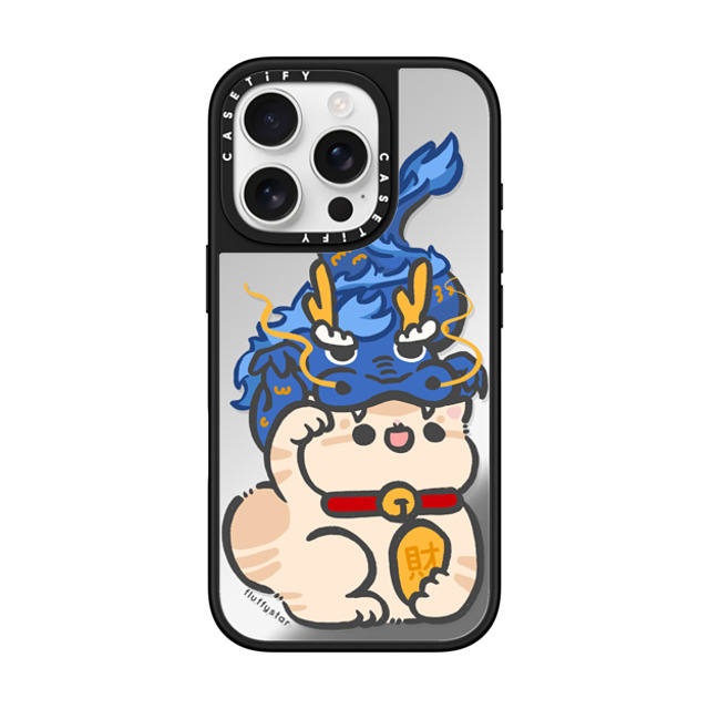 fluffystar x CASETiFY iPhone 16 Pro ケース Silver on Black ミラーケース MagSafe対応 Bobo in Dragon Year