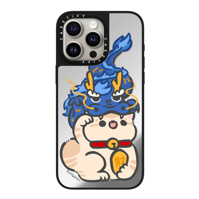 fluffystar x CASETiFY iPhone 15 Pro Max ケース Silver on Black ミラーケース MagSafe対応 Bobo in Dragon Year