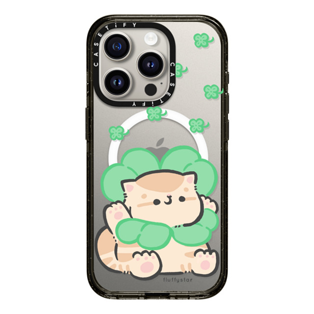 fluffystar x CASETiFY iPhone 15 Pro Case Black Impact Case MagSafe Compatible Lucky clover Bobo fluffystar x CASETiFY iPhone 15 Pro Case Black Impact Case MagSafe Compatible Lucky clover Bobo