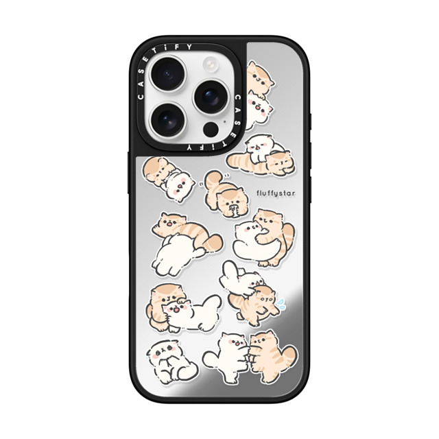 fluffystar x CASETiFY iPhone 16 Pro ケース Silver on Black ミラーケース MagSafe対応 Love You Everyday