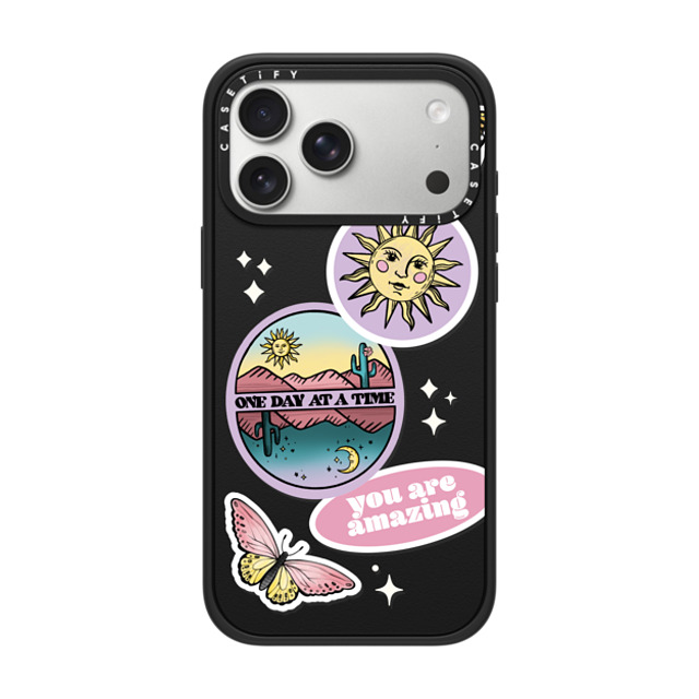 Sending Love Studio x CASETiFY iPhone 17 Pro Max Case Y2K Matte Black CpNgP[X MagSafeΉ One Day at a Time Stickers