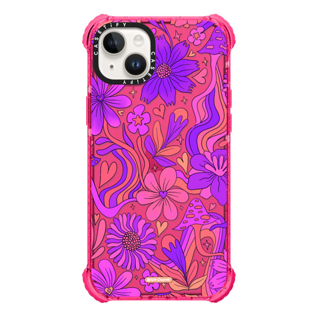 Kelsie Cosmic x CASETiFY iPhone 14 Plus Case Bubble Gum ウルトラインパクトケース Groovy Floral Kelsie Cosmic x CASETiFY iPhone 14 Plus Case Bubble Gum ウルトラインパクトケース Groovy Floral