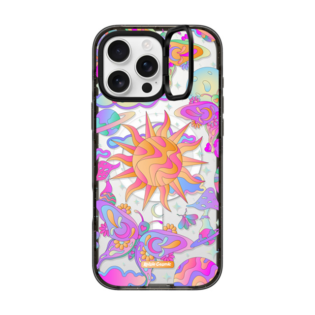 Kelsie Cosmic x CASETiFY iPhone 16 Pro Max ケース ブラック インパクトリングスタンドケース MagSafe対応 Space Garden