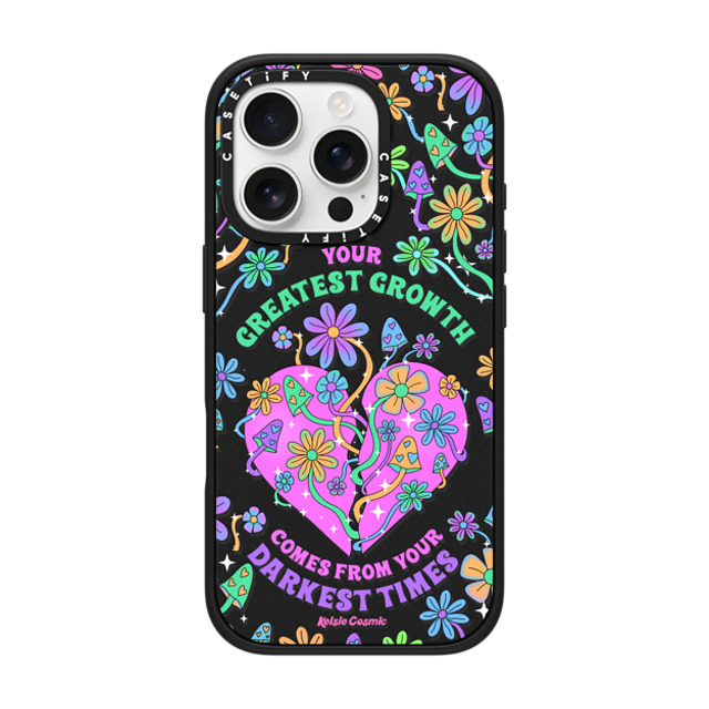 Kelsie Cosmic x CASETiFY iPhone 16 Pro ケース Floral,Quote マットブラック インパクトケース MagSafe対応 Your Greatest Growth by Kelsie Cosmic Father's Day Kelsie Cosmic x CASETiFY iPhone 16 Pro ケース Floral,Quote マットブラック インパクトケース MagSafe対応 Your Greatest Growth by Kelsie Cosmic Father's Day