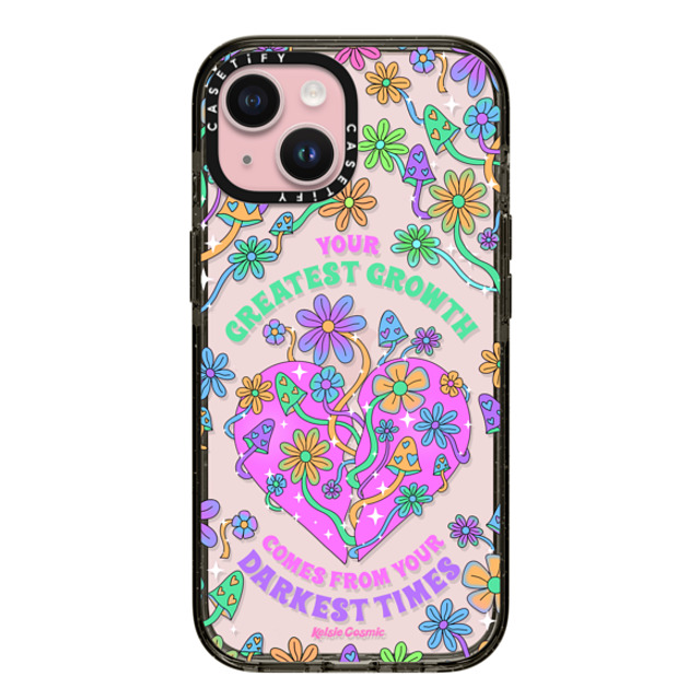 Kelsie Cosmic x CASETiFY iPhone 15 ケース Floral,Quote ブラック インパクトケース Your Greatest Growth by Kelsie Cosmic Father's Day Kelsie Cosmic x CASETiFY iPhone 15 ケース Floral,Quote ブラック インパクトケース Your Greatest Growth by Kelsie Cosmic Father's Day