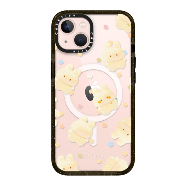 HAPPYYU x CASETiFY iPhone 13 ケース ブラック インパクトケース MagSafe対応 Happy Bunny