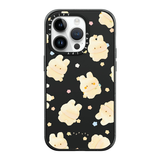 HAPPYYU x CASETiFY iPhone 14 Pro ケース マットブラック インパクトケース MagSafe対応 Happy Bunny