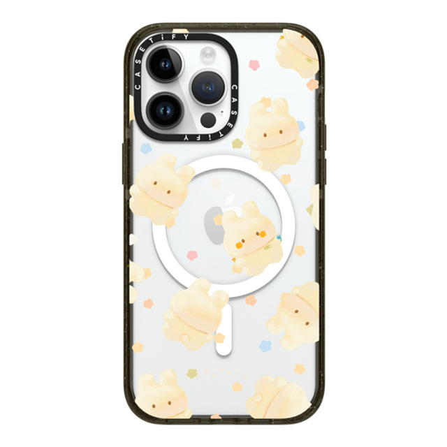 HAPPYYU x CASETiFY iPhone 14 Pro Max ケース ブラック インパクトケース MagSafe対応 Happy Bunny