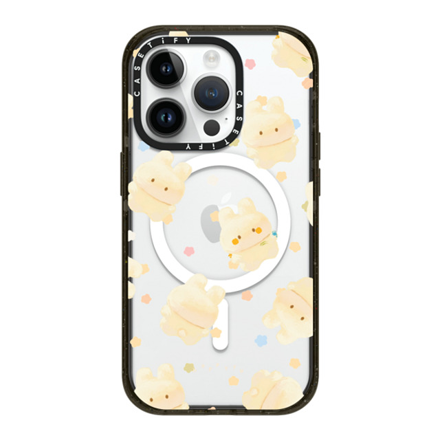 HAPPYYU x CASETiFY iPhone 14 Pro ケース ブラック インパクトケース MagSafe対応 Happy Bunny